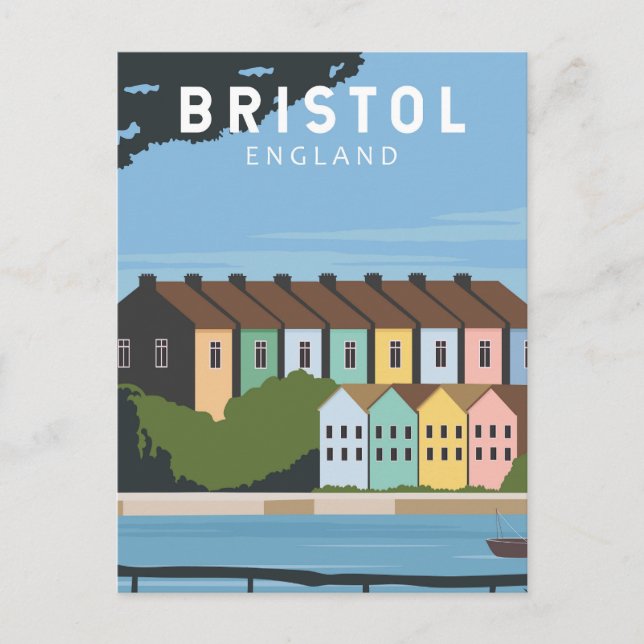 Postal Bristol Inglaterra Retro Viaje Arte Vintage (Anverso)