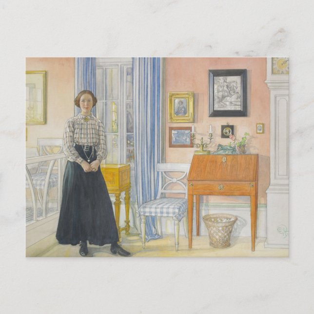 Postal Brita al lado de un escritorio (Anverso)