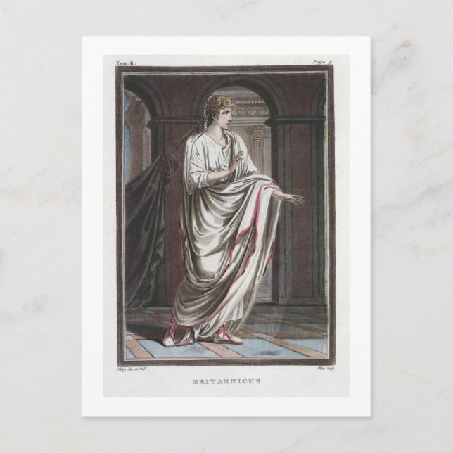Postal Británico, disfraz de "Britannicus" de Jean Rac (Anverso)