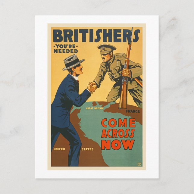 Postal Británicos se cruzan con la propaganda británica d (Anverso)