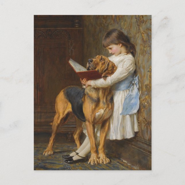 Postal Briton Riviere - Lección de lectura, educación obl (Anverso)
