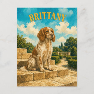 Postal Brittany, Arte de Perro Acuarela Vintage