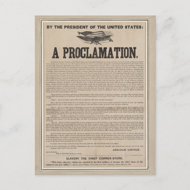 Postal Broadside de la Proclamación de Emancipación Preli (Anverso)