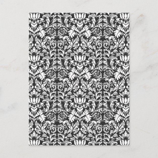 Postal Brocade Lace de Damasco Blanco Negro (Anverso)