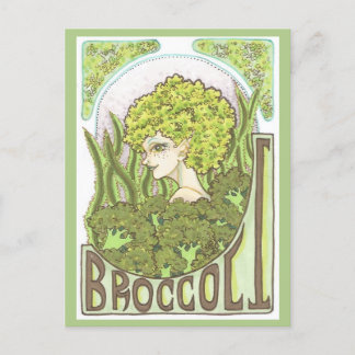Postal Broccoli Fantasy Art Nouveau Retrato Imprimir