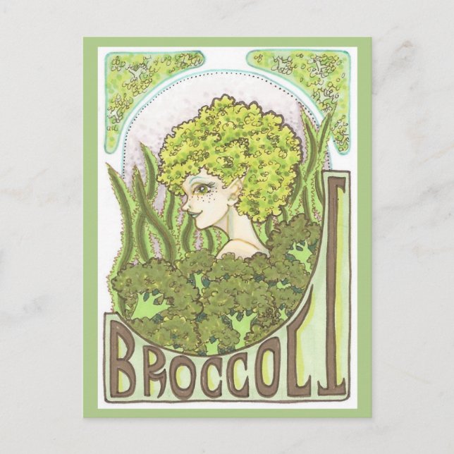 Postal Broccoli Fantasy Art Nouveau Retrato Imprimir (Anverso)