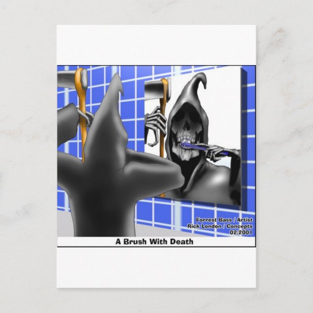Postal Brocha con la muerte Graciosos regalos de Personal (Anverso)