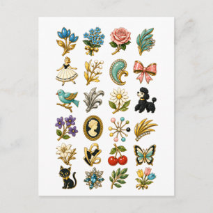 Postal Broche de estilo vintage