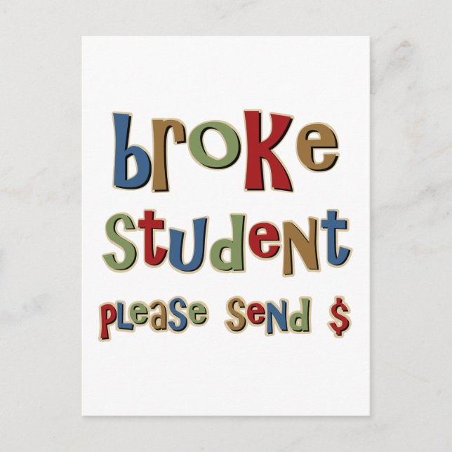 Postal Broke Student Por Favor Enviar Dinero (Anverso)