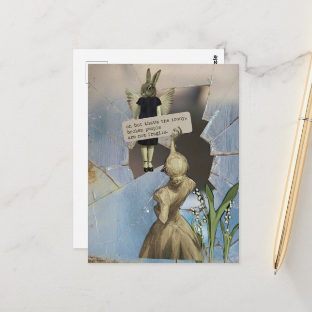 Postal Broken People Are Not Fragile Vintage Collage (Anverso/Reverso In Situ)
