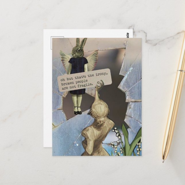 Postal Broken People Are Not Fragile Vintage Collage (Anverso/Reverso In Situ)