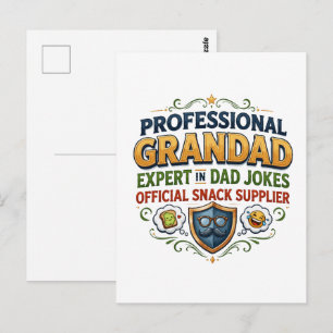 Postal Bromas de Abuelo Profesional y Snacks