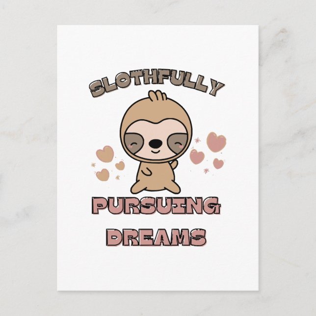 Postal Bromas de Animales Perezosos Kawaii (Anverso)