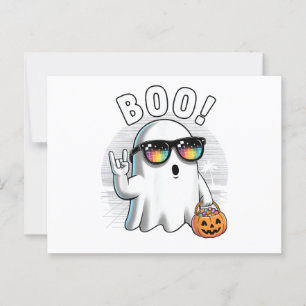 Postal Bromista de Fantasma Retro Halloween Calabaza Funn