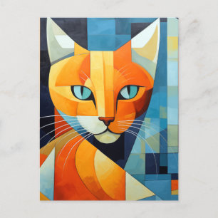 Postal Bromistas abstractos: gato Naranja