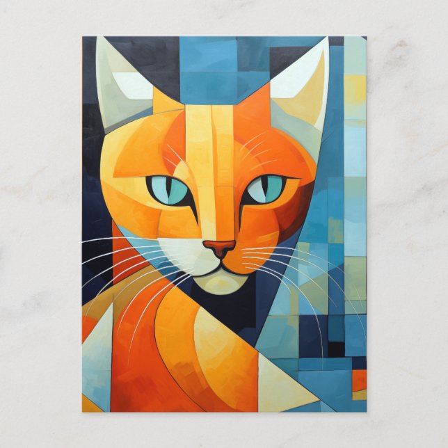 Postal Bromistas abstractos: gato Naranja (Anverso)
