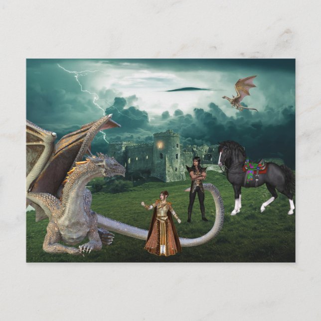 Postal Bronze Dragon Elf Fantasy (Anverso)