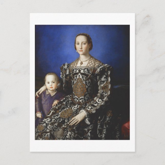 Postal Bronzino Eleanor de Toledo y su hijo (Anverso)