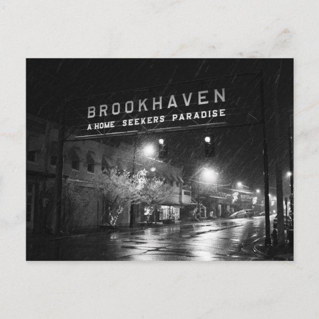 Postal Brookhaven negro y blanco, Rótulo de la ciudad de  (Anverso)