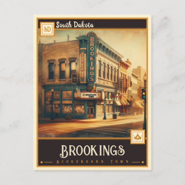 Postal Brookings, Dakota del Sur | Vintage (Anverso)
