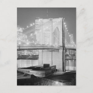 Postal Brooklyn Bridge Black & White