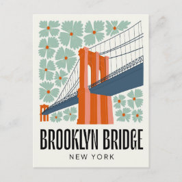 Postal Brooklyn Bridge New York abstract travel floral