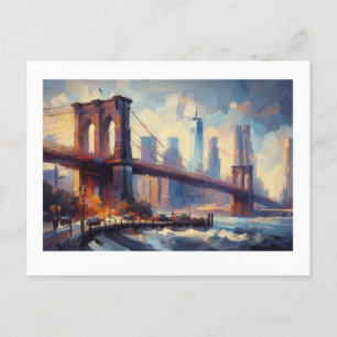 Postal Brooklyn Bridge New York Cityscape,