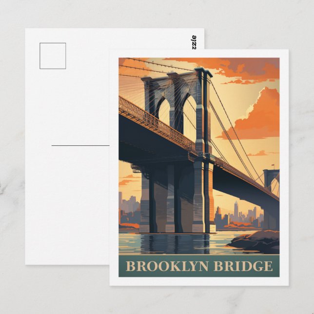 Postal Brooklyn Bridge New York USA Famous Travel Place (Anverso / Reverso)