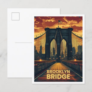 Postal Brooklyn Bridge New York USA Vintage Travel