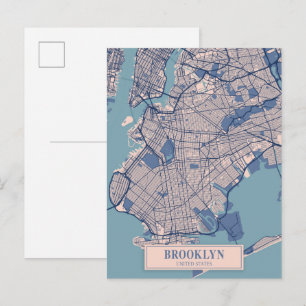 Postal Brooklyn Estados Unidos Mapa de la ciudad ventosa 