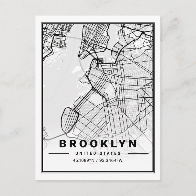 Postal Brooklyn New York US United States Travel City Map (Anverso)