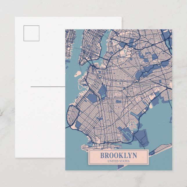 Postal Brooklyn United States Breezy City Map Travel (Anverso / Reverso)