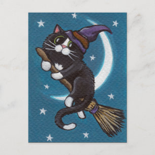 Postal Broomstick Ride - Postcard de Halloween