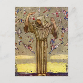 Postal "Brother Martin and the Birds", por John Bauer