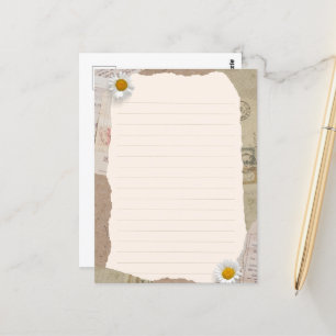Postal Brown Beige Vintage Scrapbook Lined Notes