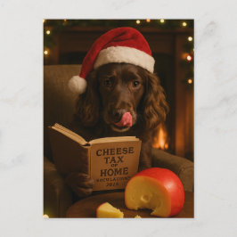 Postal Brown cocker spaniel Cheese Tax Christmas postcard