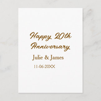 Postal Brown golden happy 20th anniversary name datsimple