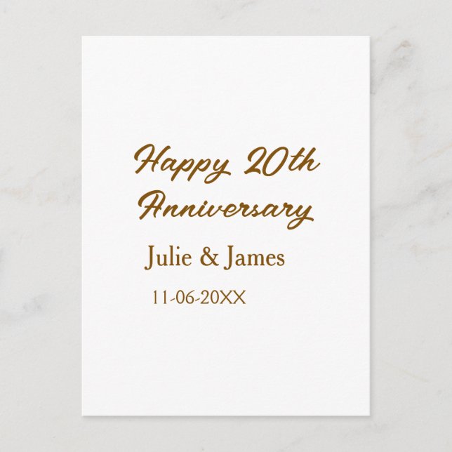 Postal Brown golden happy 20th anniversary name datsimple (Anverso)