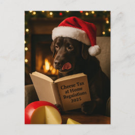 Postal Brown Labrador  'Cheese Tax' Christmas postcard