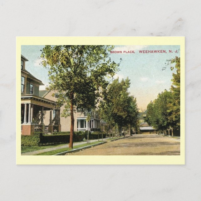 Postal Brown Pl. Weehawken, New Jersey Vintage (Anverso)