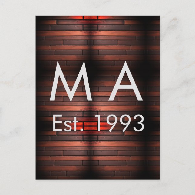 Postal Brown rustic brick stone add name letter year date (Anverso)