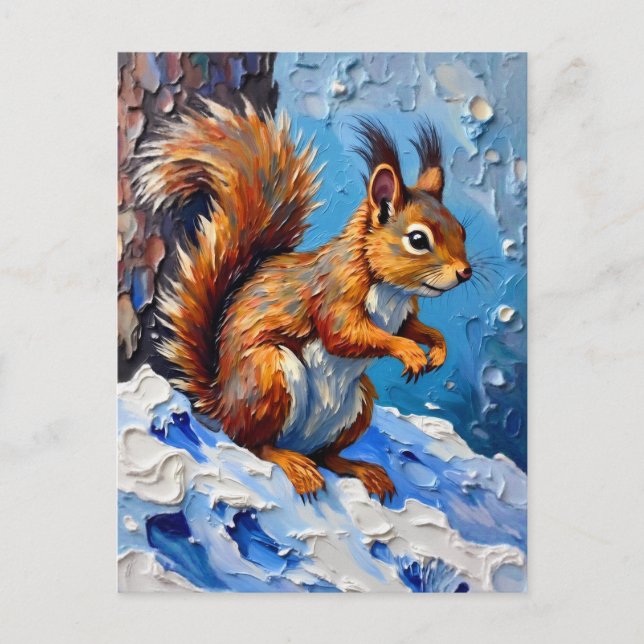 Postal Brown Squirrel in the Snow (Anverso)