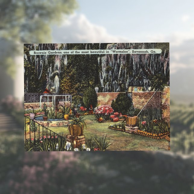 Postal Brownie Gardens Wormsloe Savannah GA retro (Subido por el creador)