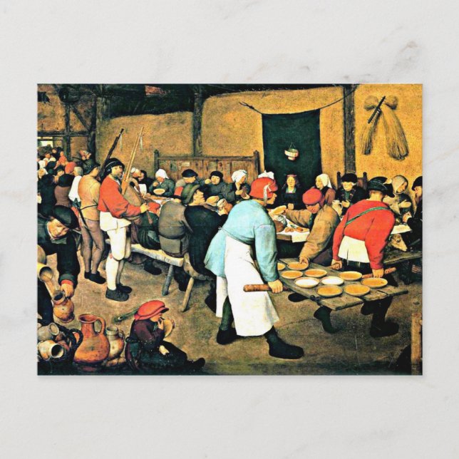 Postal Bruegel el Boda anciano-campesino-1568 (Anverso)