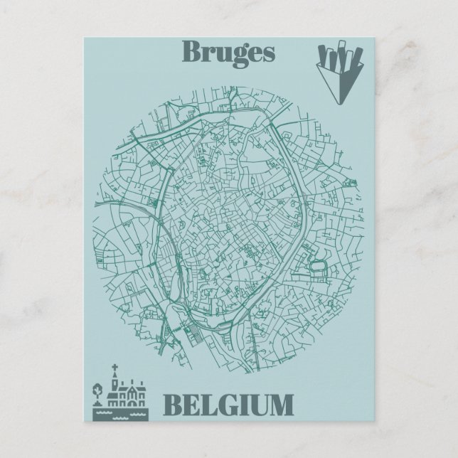 Postal Bruges map (Anverso)