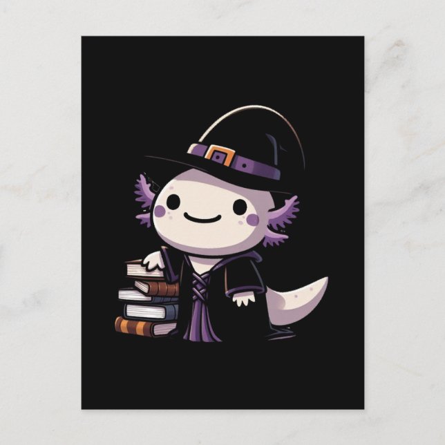 Postal Bruja Axolotl - Halloween lindo (Anverso)