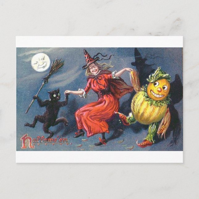 Postal Bruja bailando a la luz de la luna (Anverso)