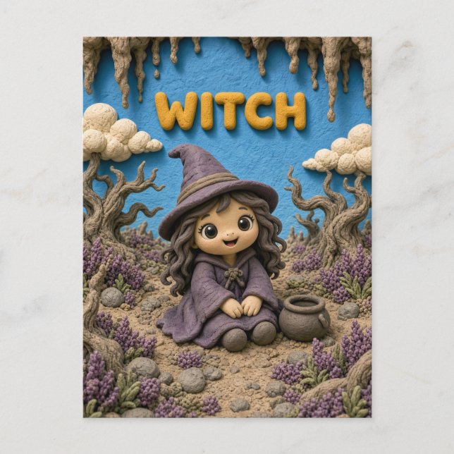 Postal Bruja Bebé Adorable, Mítica (Anverso)