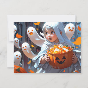 Postal Bruja Bebé Con Fantasma