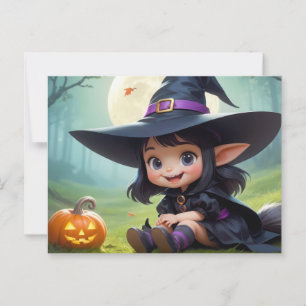 Postal Bruja Bebé y Calabaza